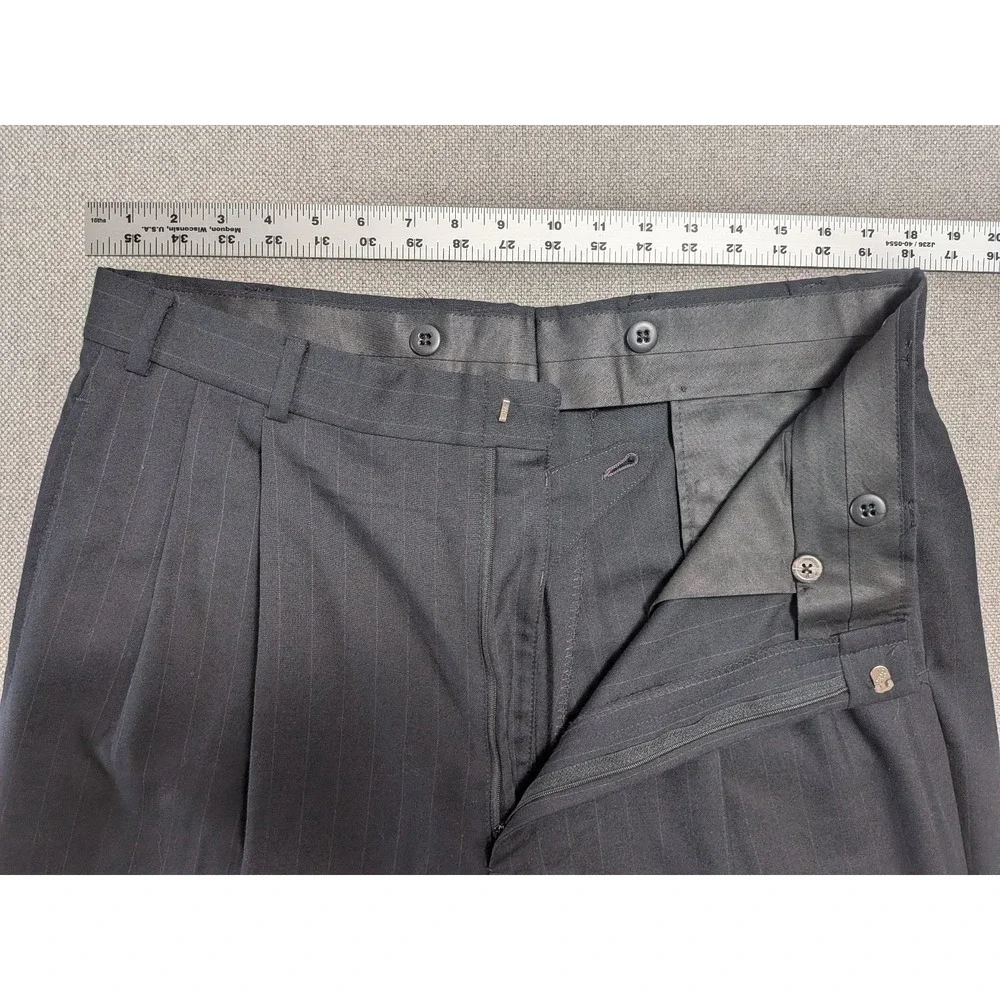VTG Brooks Brothers Men's 36x31 Charcoal Pinstripe Pleated Dress Pants MiUSA